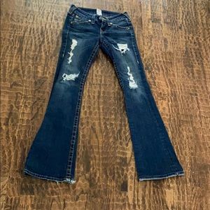 Hudson dark wash distressed jeans